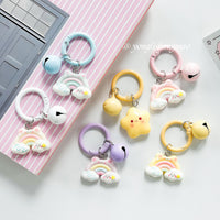 Cute Cartoon Rainbow Cloud Star Bell Keychain Bag Pendant Backpack Charm Gift