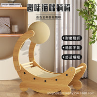 Vertical Sisal Rope Cat Scratching Post Tree Scratcher Toy with Wooden Ball and Corrugated Cardboard