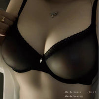 Ultra-Thin Lace Mesh Push-Up Bra and Panty Set for Small Busts