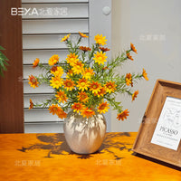 Artificial Chamomile Daisy Flower Bouquet with Ceramic Vase for Home Decor