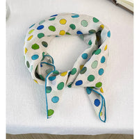 Hand-Painted Polka Dot Mulberry Silk Scarf for Hair and Neck Decoration