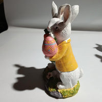 Easter Bunny and Egg Resin Figurine for Garden Patio Decor