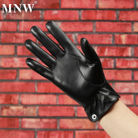 Men's Genuine Leather Driving Gloves with Touchscreen Function, Thin Silk Lining, Warm for Autumn/Winter