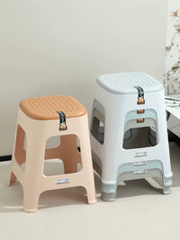 Stackable Plastic Stools with Non-Slip Hollow Seat for Dining, Bathroom, and Home Use, 2-Pack