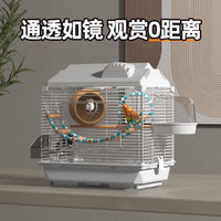 Large Wooden Bird Cage for Parakeets Cockatiels Peonies and Other Small Birds, Double-Layer Villa Design