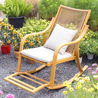 Outdoor Wicker Rocking Chair Balcony Cradle Chair Lazy Rocker Home Leisure Sturdy Backrest Rattan Chair