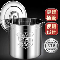 316 Stainless Steel Stock Pot with Lid, Heavy-Duty Round Storage Bucket for Home and Commercial Use
