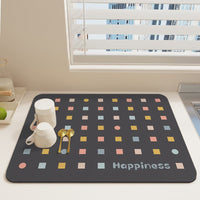 Diatomaceous Earth Kitchen Countertop Drying Mat, Non-Slip Absorbent Dish Drainer Pad for Tableware