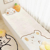 Cartoon Lamb Velvet Bay Window Cushion, All-Season Balcony Mat, Skin-Friendly Bedroom Bedside Rug