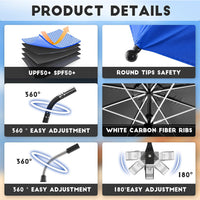 Outdoor UV Protection Clamp Umbrella for Fishing, Camping, and Beach Chairs