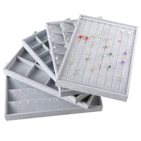 Velvet Jewelry Display Tray for Rings, Earrings, Necklaces - Gray