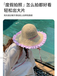 Women's Foldable Wide Brim Straw Sun Hat for Beach Vacation