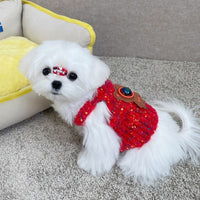 Pet Christmas Knitted Suspender Apron for Small Dogs - Festive Holiday Outfit