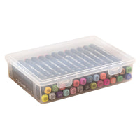 Large Capacity Transparent Stationery Storage Box for Pens and Art Supplies, Stackable Organizer