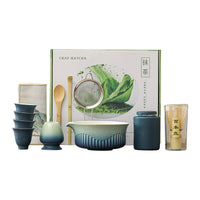 Japanese Matcha Tea Ceremony Set with Spouted Bowl and Bamboo Whisk