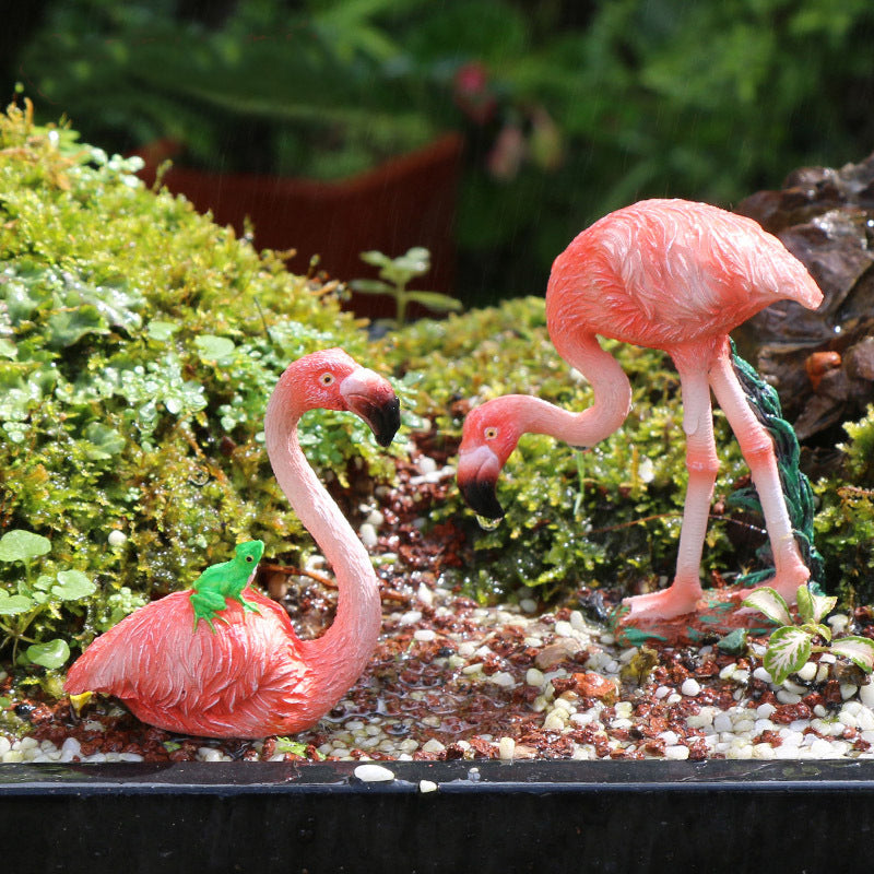 Flamingo Miniature Landscape Ornament for Potted Plants and Garden Decor