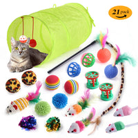 Interactive Cat Toy Tunnel Set with Wand and Plush Mouse