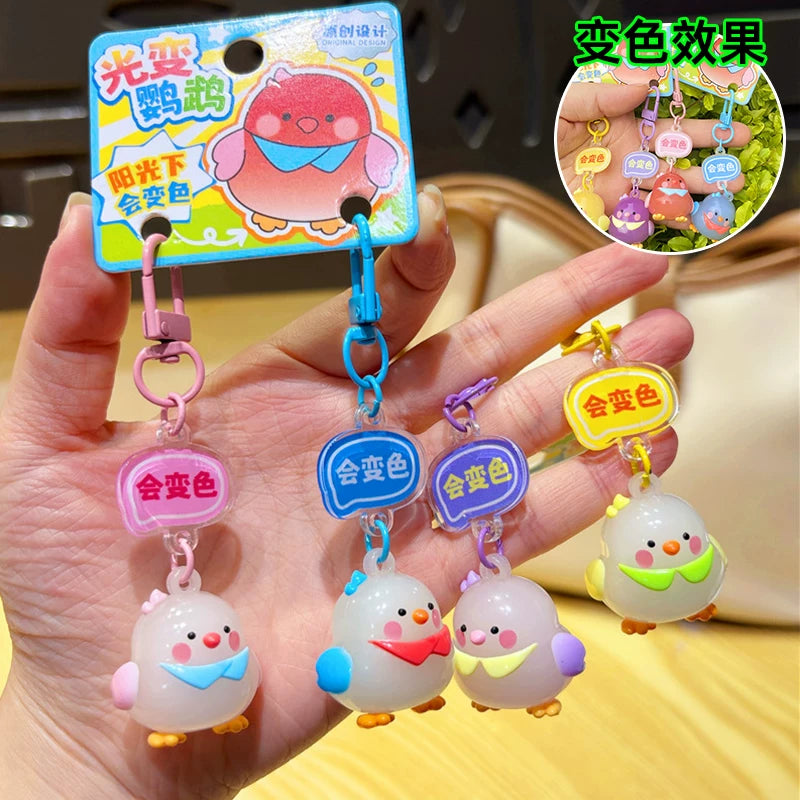 UV Color-Changing Parrot Couple Keychain Set for Bags and Accessories