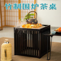Outdoor Courtyard Fire Pit Tea Table Set for Hot Pot and BBQ, Balcony Home Use