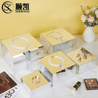 5-Piece Gold Mirror Acrylic Display Risers Set for Buffet & Dessert Tables