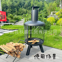 Wrought Iron Firewood Rack Outdoor Camping Log Storage Holder BBQ Wood Stacker Fireplace Moisture-proof Portable