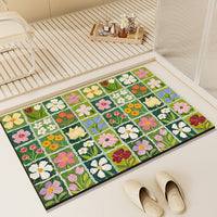 Oil Painting Floral Diatomaceous Earth Bath Mat Quick Dry Non-Slip Absorbent Shower Floor Mat