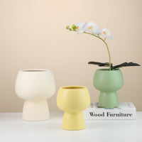 Creative Ceramic Orchid Planter Pot with Drainage Tray for Hyacinth Green Plants