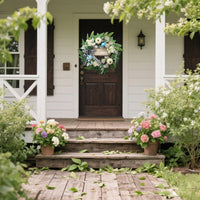 50cm Eucalyptus and White Pumpkin Autumn Wreath for Front Door Decor