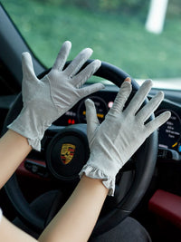 Women's UV Protection Ice Silk Fingerless Gloves for Driving & Cycling