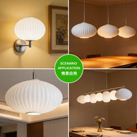 Striped Calcite Glass Lampshade for E26/E27 Sockets, Lantern Shape, Translucent