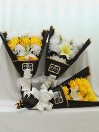 Artificial Chrysanthemum and Lily Bouquet for Tombstone Decoration