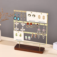 Walnut Wood & Metal 3-Tier Earring Display Stand Jewelry Organizer