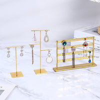 Creative T-Bar Metal Jewelry Display Stand for Necklaces, Earrings, and Studs