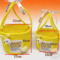 Handwoven Cotton Rope Storage Basket with Handles for Gifts & Favors