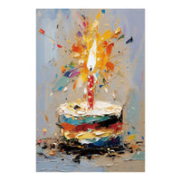 Oil Painting Style Birthday Cake Backdrop Tapestry for Baby Shower & Party Decoration