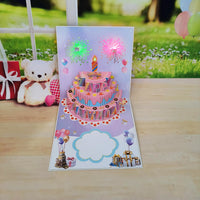Creative 3D Pop-Up Birthday Cake Fireworks Greeting Card with Light & Sound