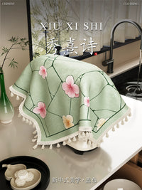Multi-purpose Dust Cover for Rice Cooker, Blender, Air Fryer, and Speakers - Floral Tassel Velvet