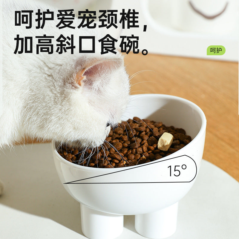 Pet Elephant Leg Bowl for Cats and Dogs - Anti-Tip, Neck Protection, Large Caliber Food and Water Dish