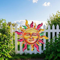 Iron Art Sun Face Wall Decor for Garden Patio Indoor Living Room