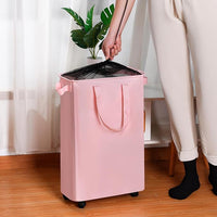Foldable Laundry Hamper with Wheels, Waterproof Dirty Clothes Storage Basket for Bedroom & Bathroom