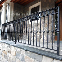Hand-Forged Wrought Iron Balcony & Stair Railing, European Retro Style