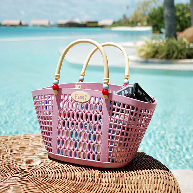 Portable Shower Caddy Beach Tote Basket for Bathroom, Swimming, and Picnic
