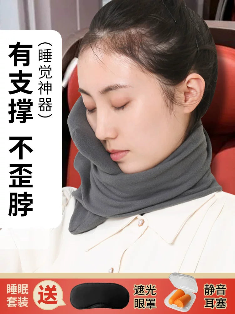 U-Shaped Travel Neck Pillow for Airplane Train Car Naps, Portable Cervical Support Pillow