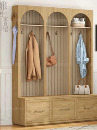 American Retro Solid Wood Entryway Hall Tree with Storage Bench and Coat Rack