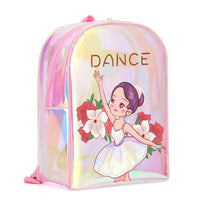 Kids' Waterproof Dance Backpack for Girls, Transparent PVC Shoulder Bag for Ballet Latin Dance