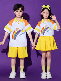 Kids' Rainbow Cheerleader Costume Set for School Performances and Sports Events