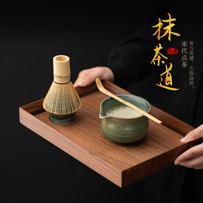 Traditional Japanese Matcha Tea Ceremony Set with Whisk, Scoop, and Bowl