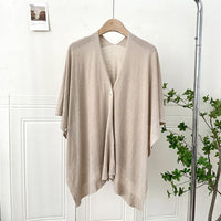 Women's Sun Protection Shawl Cardigan with Buckle - Lightweight Solid Color Knit Cape for Summer