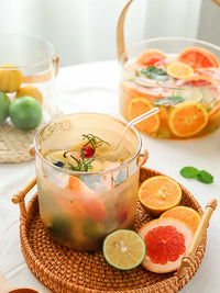 Portable Glass Fruit Bucket with Handle, Large Capacity Ice Bucket for Outdoor Picnics and Parties