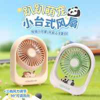 Cute Pet Cartoon USB Rechargeable Desktop Mini Fan for Dormitory Office Gaming